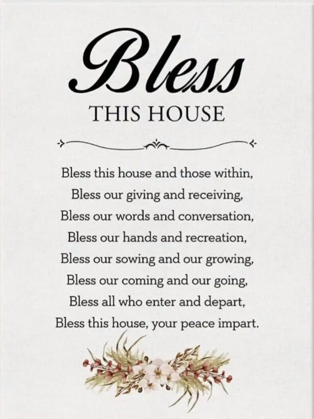 Beautiful Blessing for a New House